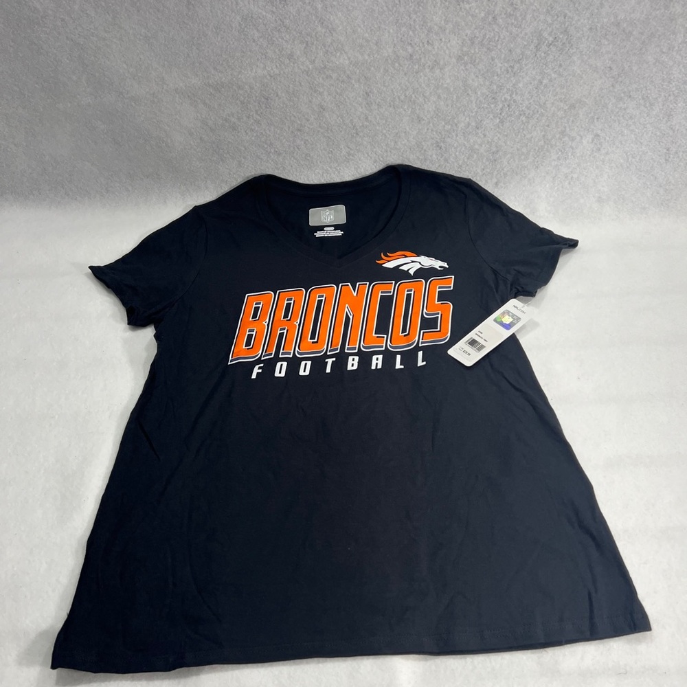 NFL Denver Broncos Women’s Black Tee with White Logo NWT